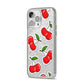 Cherry Pattern iPhone 14 Pro Max Glitter Tough Case Silver Angled Image