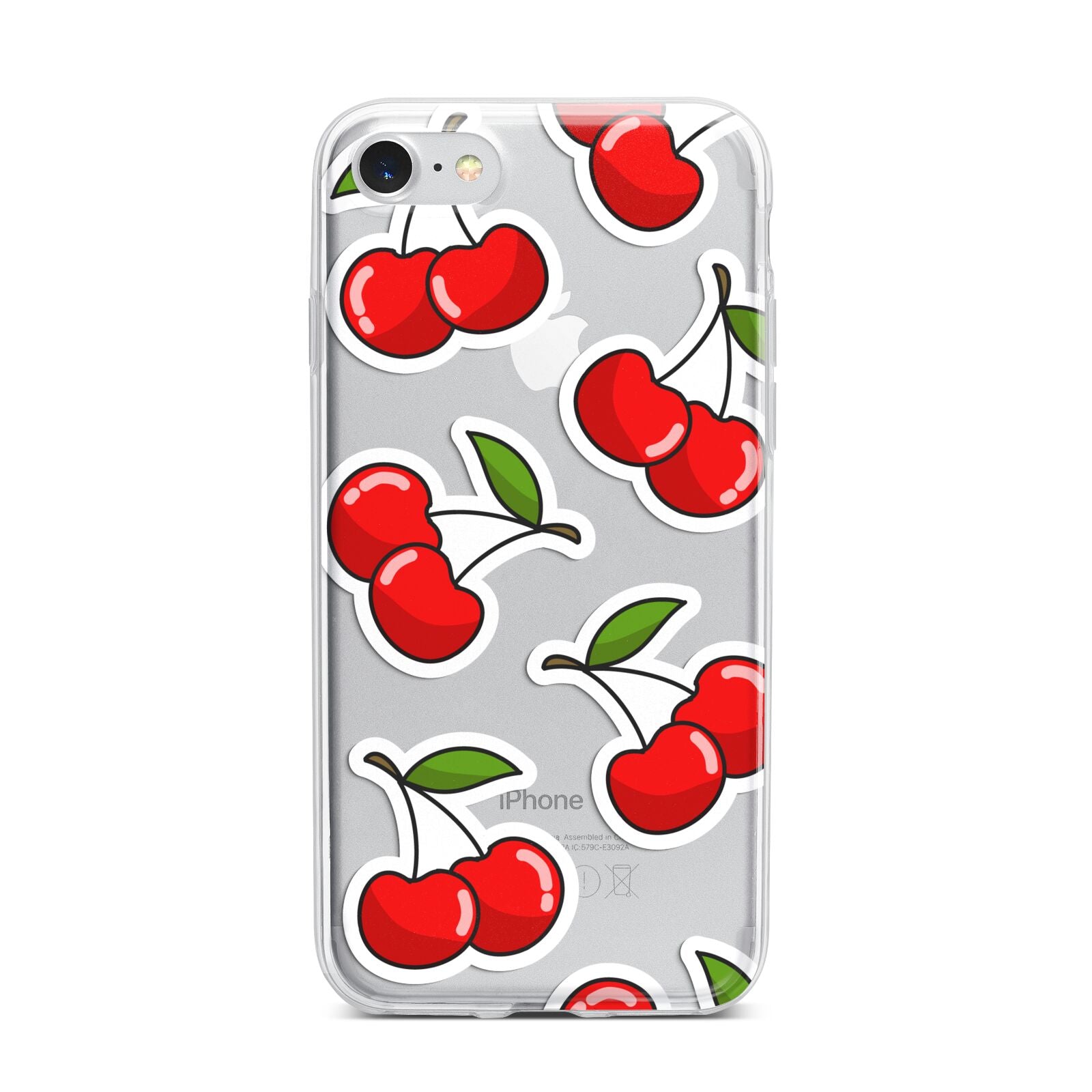 Cherry Pattern iPhone 7 Bumper Case on Silver iPhone