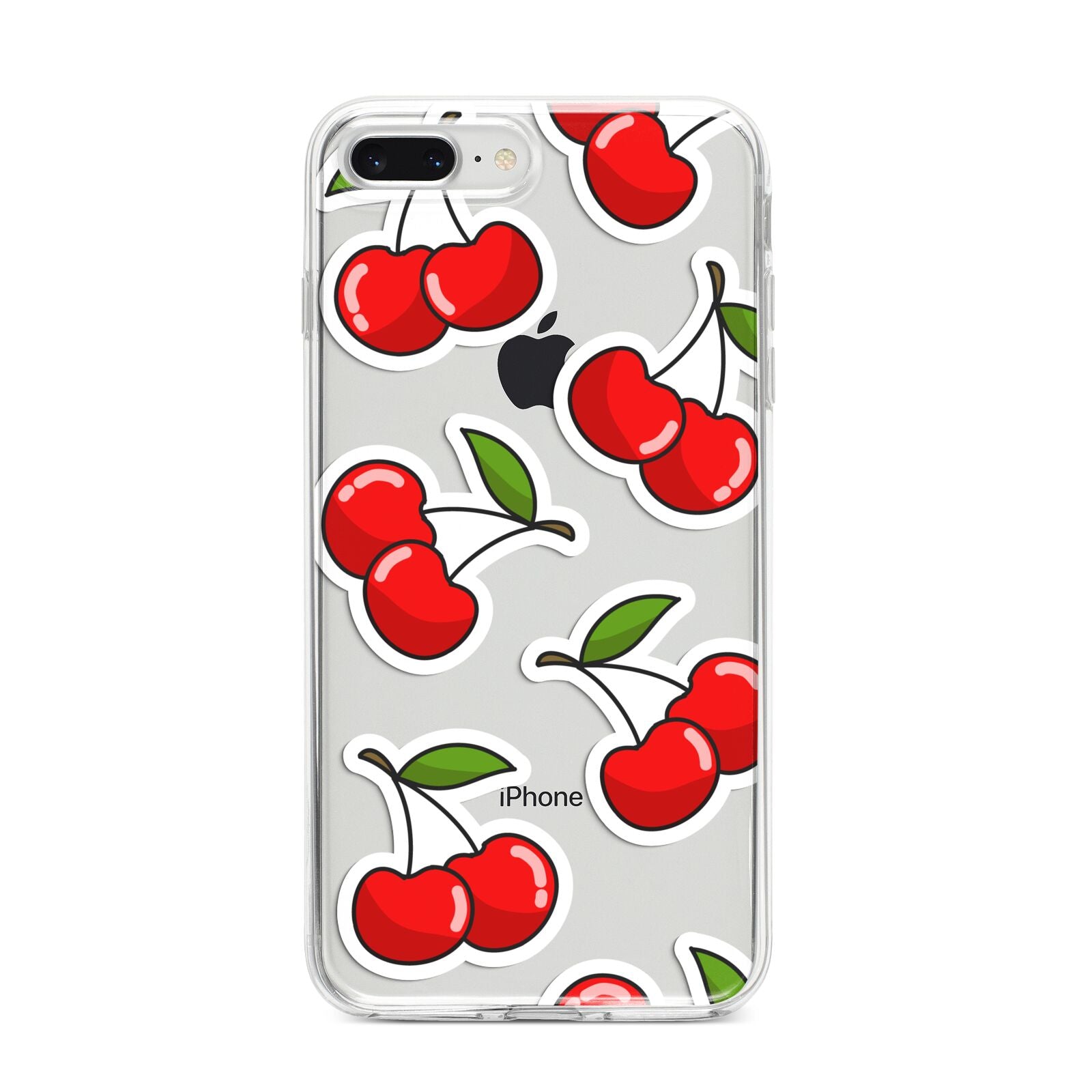 Cherry Pattern iPhone 8 Plus Bumper Case on Silver iPhone