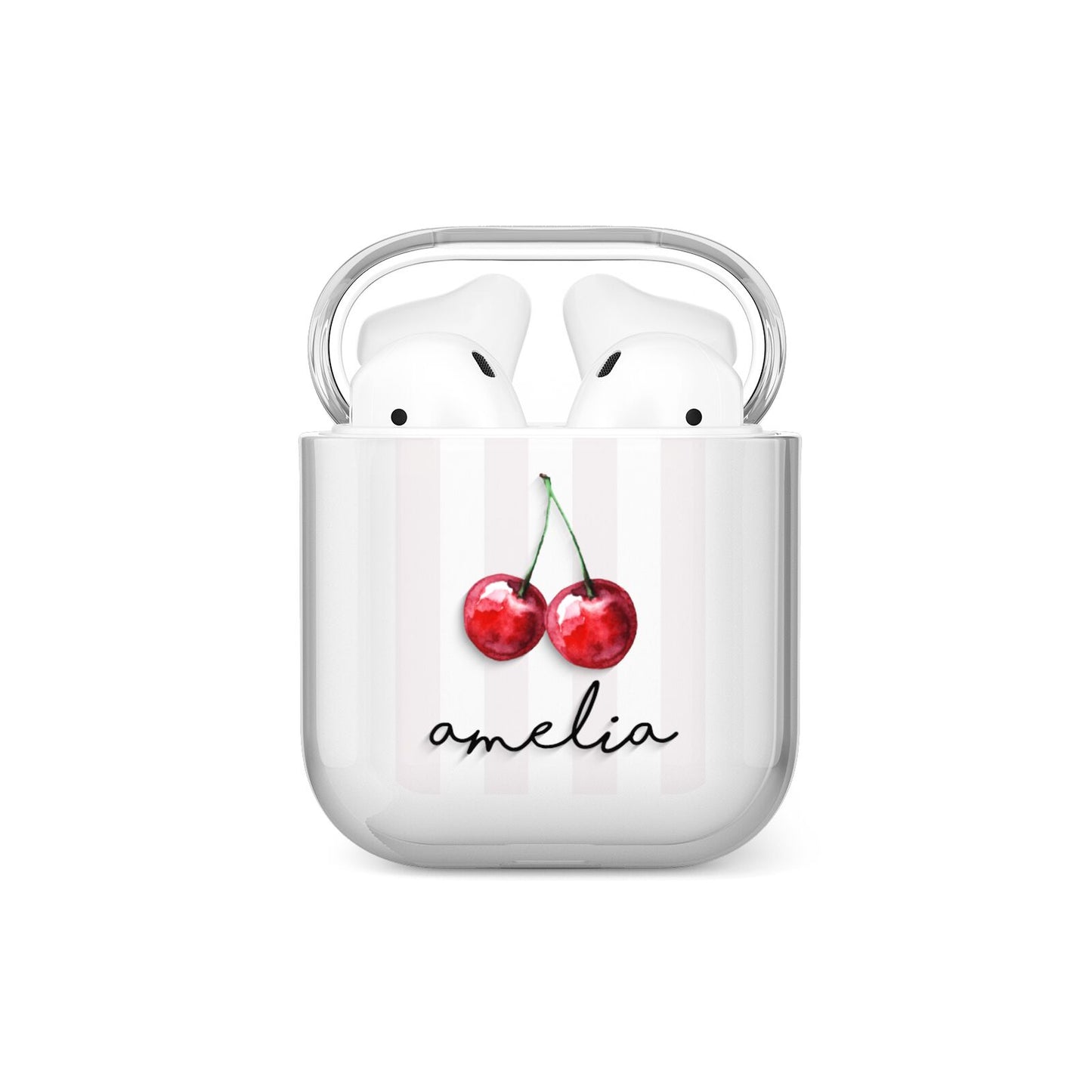 Cherry and Stripes with Name AirPods Case