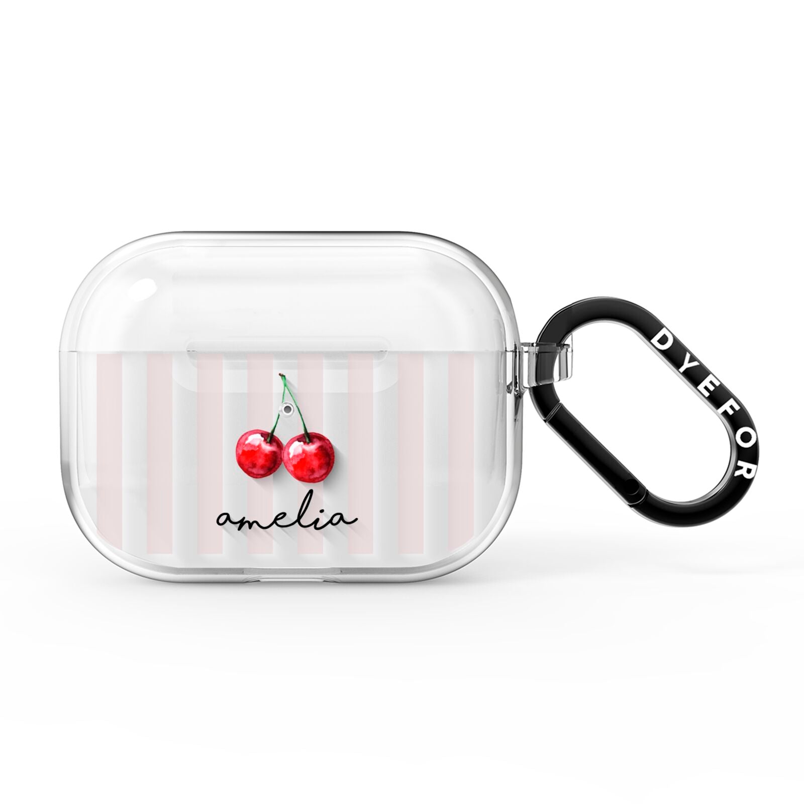 Cherry and Stripes with Name AirPods Pro Clear Case