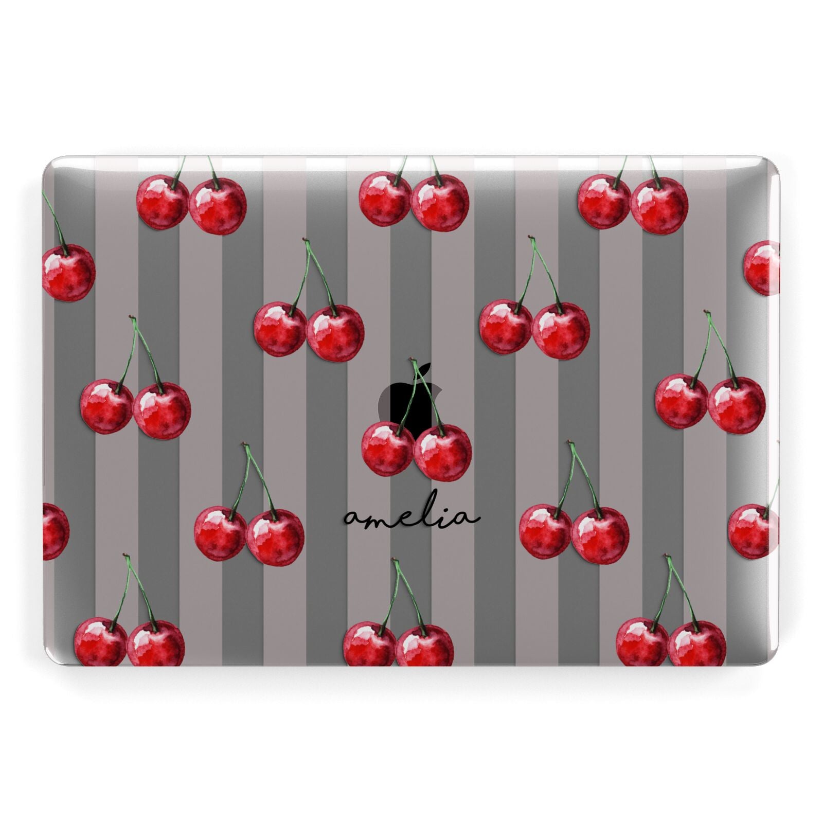 Cherry and Stripes with Name Apple MacBook Case