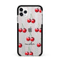 Cherry and Stripes with Name Apple iPhone 11 Pro Max in Silver with Black Impact Case