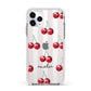 Cherry and Stripes with Name Apple iPhone 11 Pro in Silver with White Impact Case