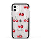 Cherry and Stripes with Name Apple iPhone 11 in White with Black Impact Case