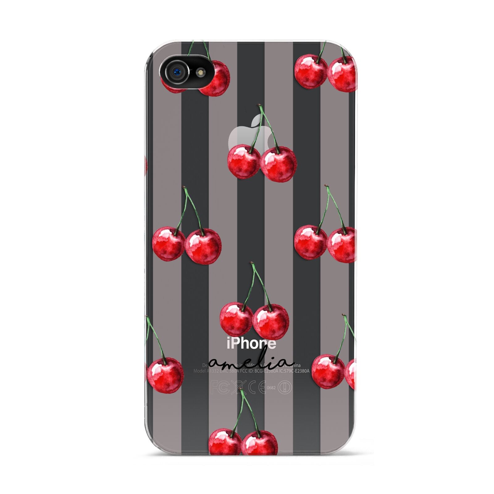 Cherry and Stripes with Name Apple iPhone 4s Case