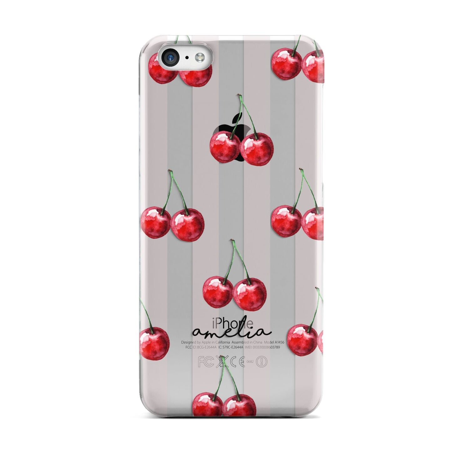 Cherry and Stripes with Name Apple iPhone 5c Case