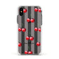 Cherry and Stripes with Name Apple iPhone Xs Impact Case White Edge on Black Phone