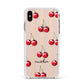 Cherry and Stripes with Name Apple iPhone Xs Max Impact Case White Edge on Gold Phone