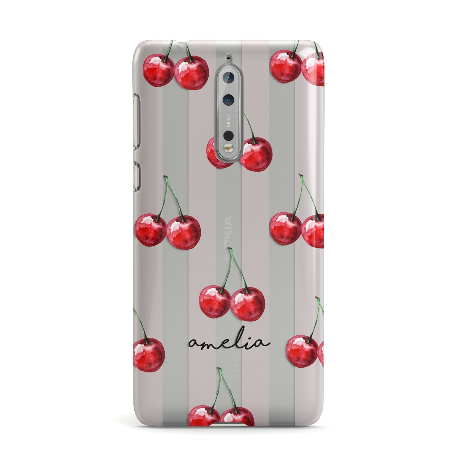 Cherry and Stripes with Name Nokia Case