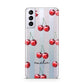 Cherry and Stripes with Name Samsung S21 Plus Phone Case