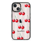 Cherry and Stripes with Name iPhone 13 Black Impact Case on Silver phone