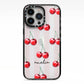 Cherry and Stripes with Name iPhone 13 Pro Black Impact Case on Silver phone