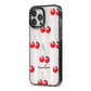 Cherry and Stripes with Name iPhone 13 Pro Max Black Impact Case Side Angle on Silver phone