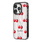 Cherry and Stripes with Name iPhone 14 Pro Black Impact Case Side Angle on Silver phone