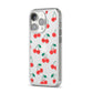 Cherry iPhone 14 Pro Clear Tough Case Silver Angled Image