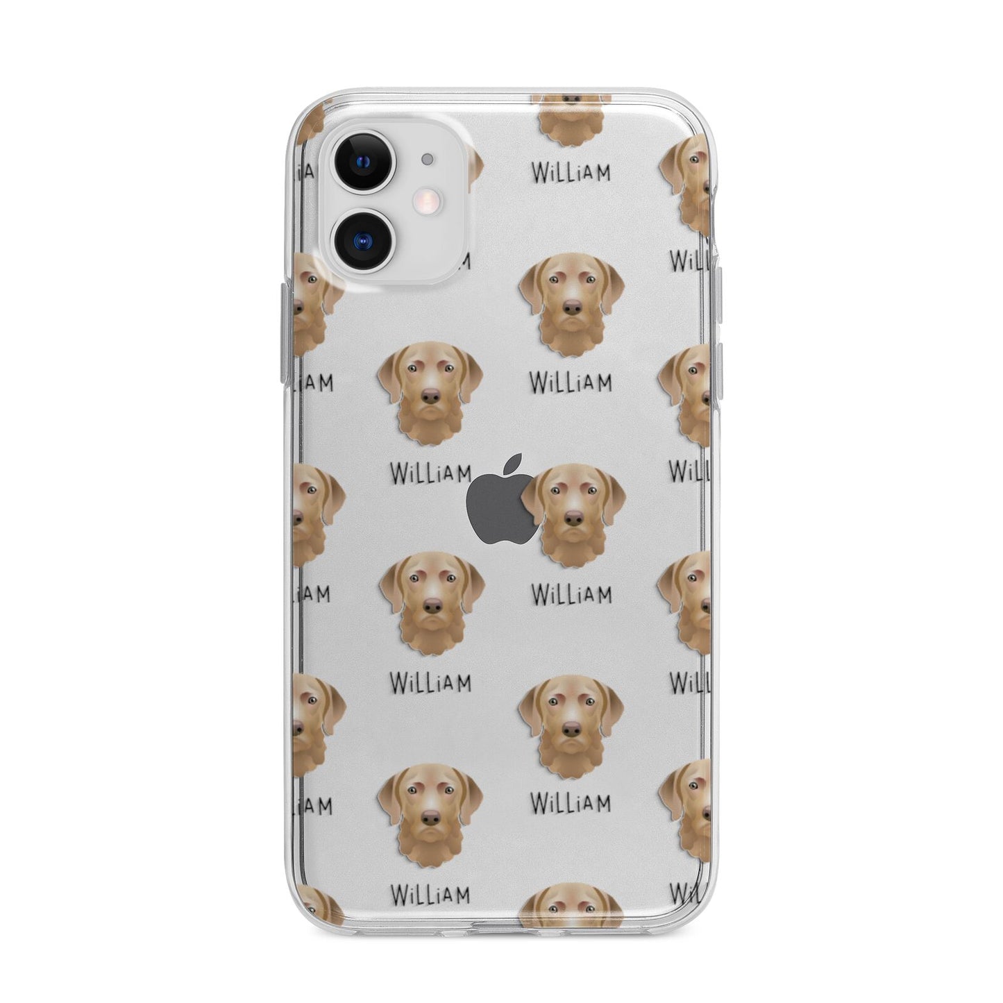 Chesapeake Bay Retriever Icon with Name Apple iPhone 11 in White with Bumper Case