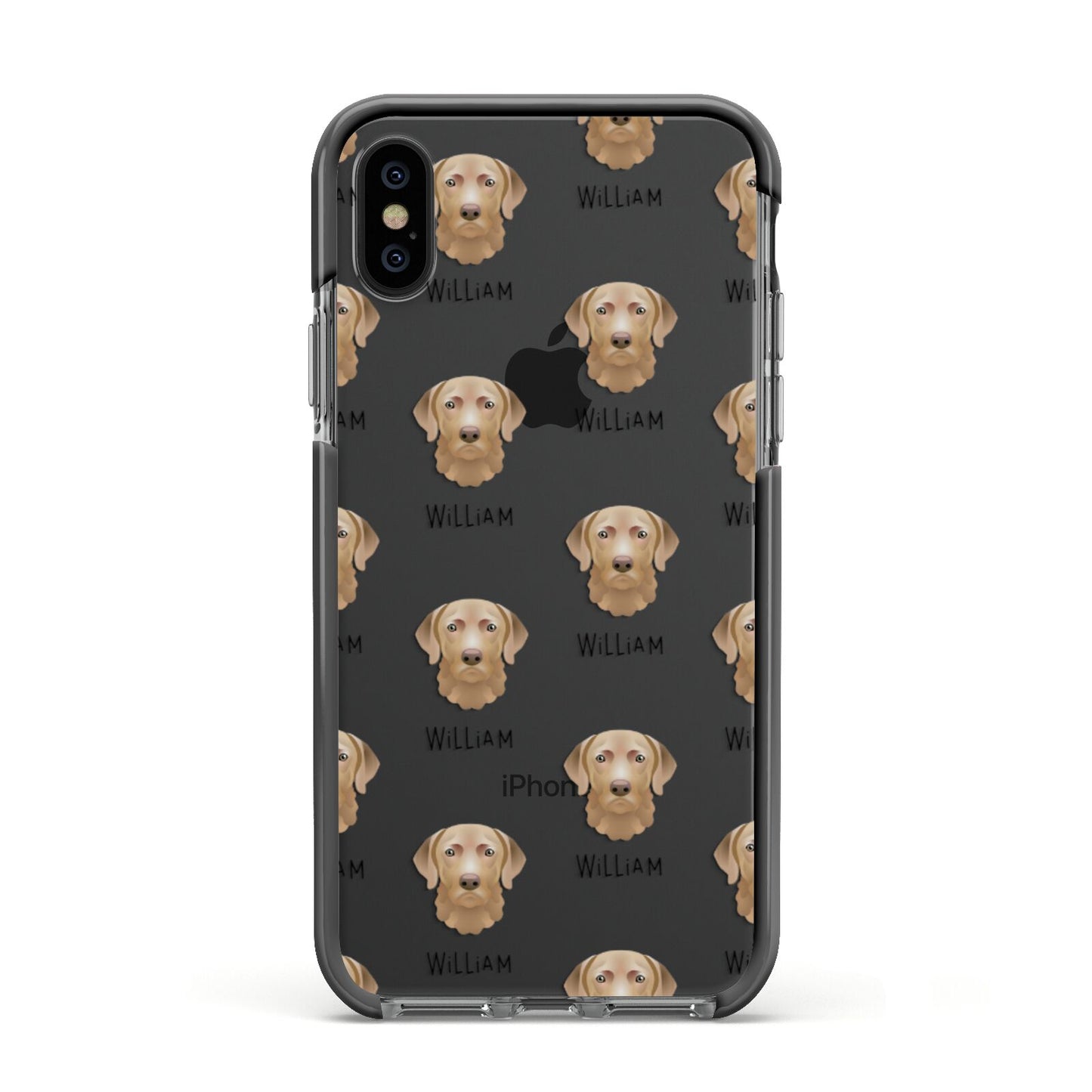 Chesapeake Bay Retriever Icon with Name Apple iPhone Xs Impact Case Black Edge on Black Phone