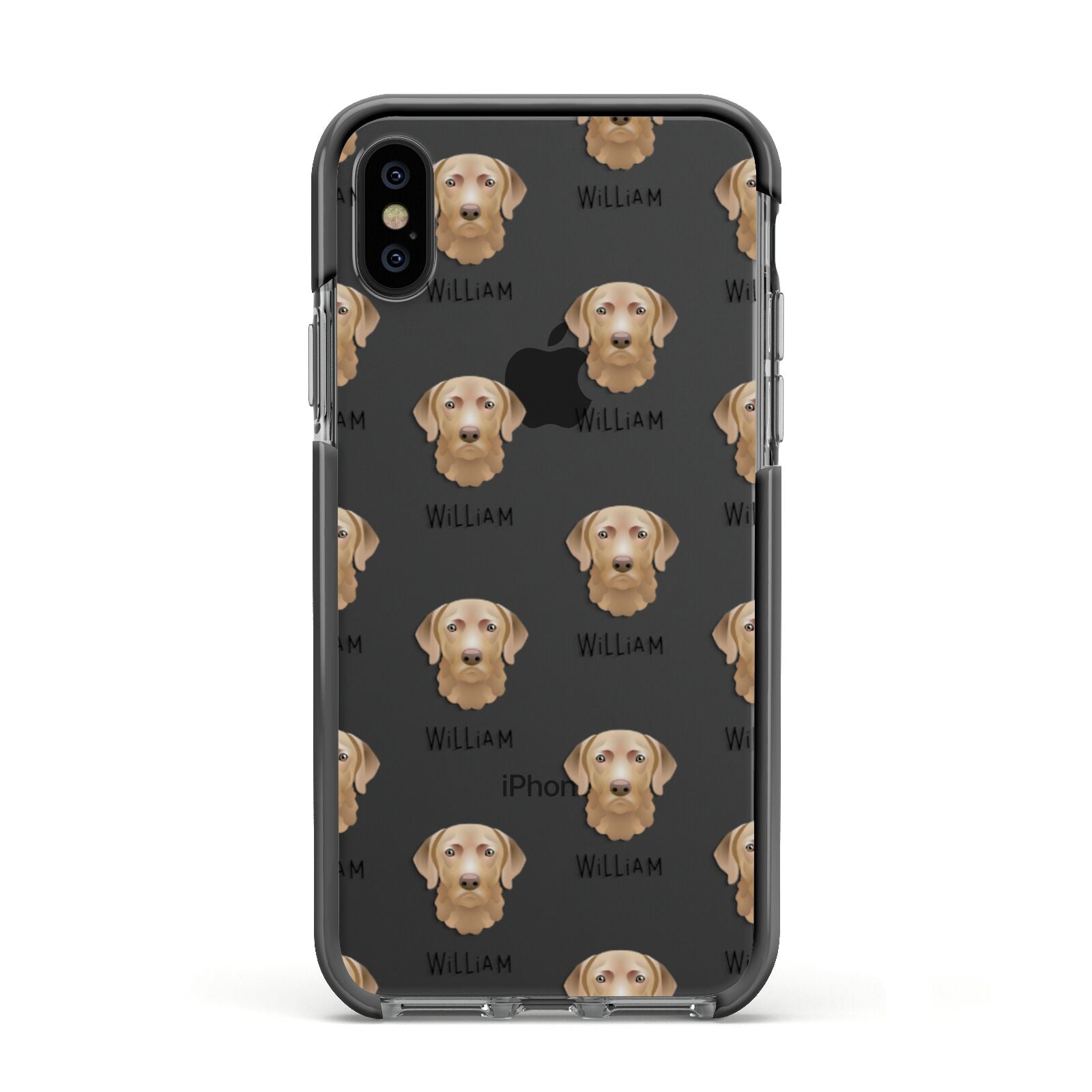 Chesapeake Bay Retriever Icon with Name Apple iPhone Xs Impact Case Black Edge on Black Phone