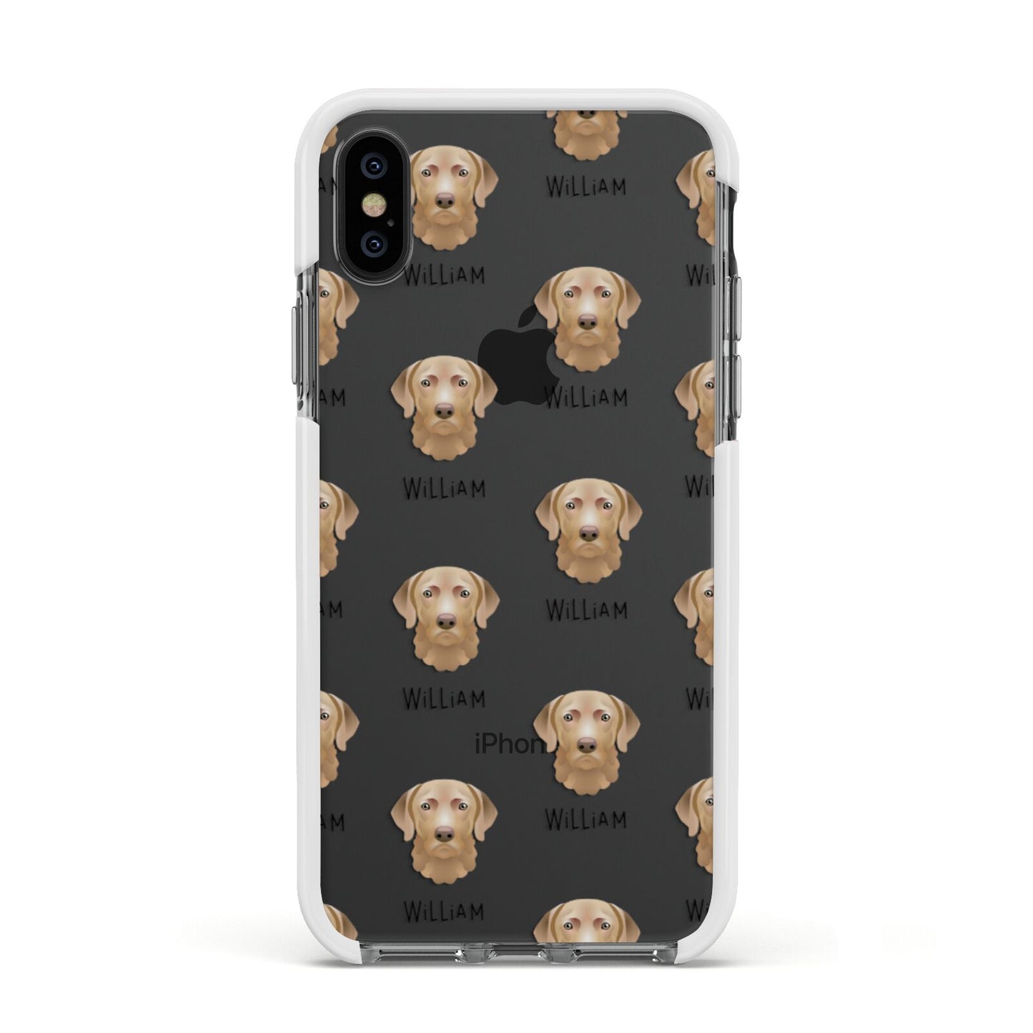 Chesapeake Bay Retriever Icon with Name Apple iPhone Xs Impact Case White Edge on Black Phone