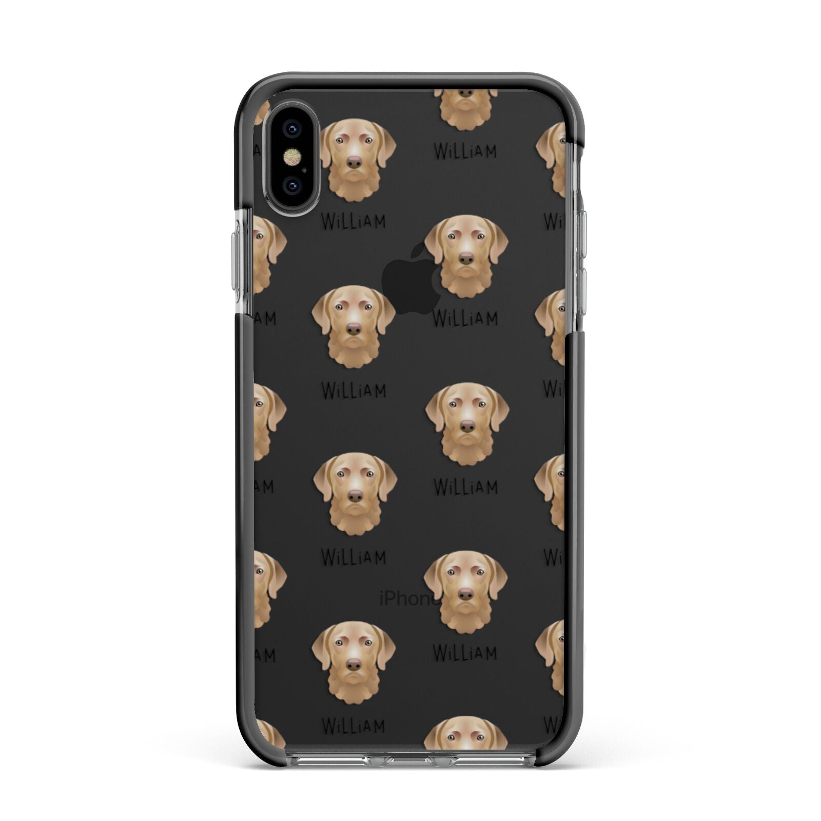 Chesapeake Bay Retriever Icon with Name Apple iPhone Xs Max Impact Case Black Edge on Black Phone