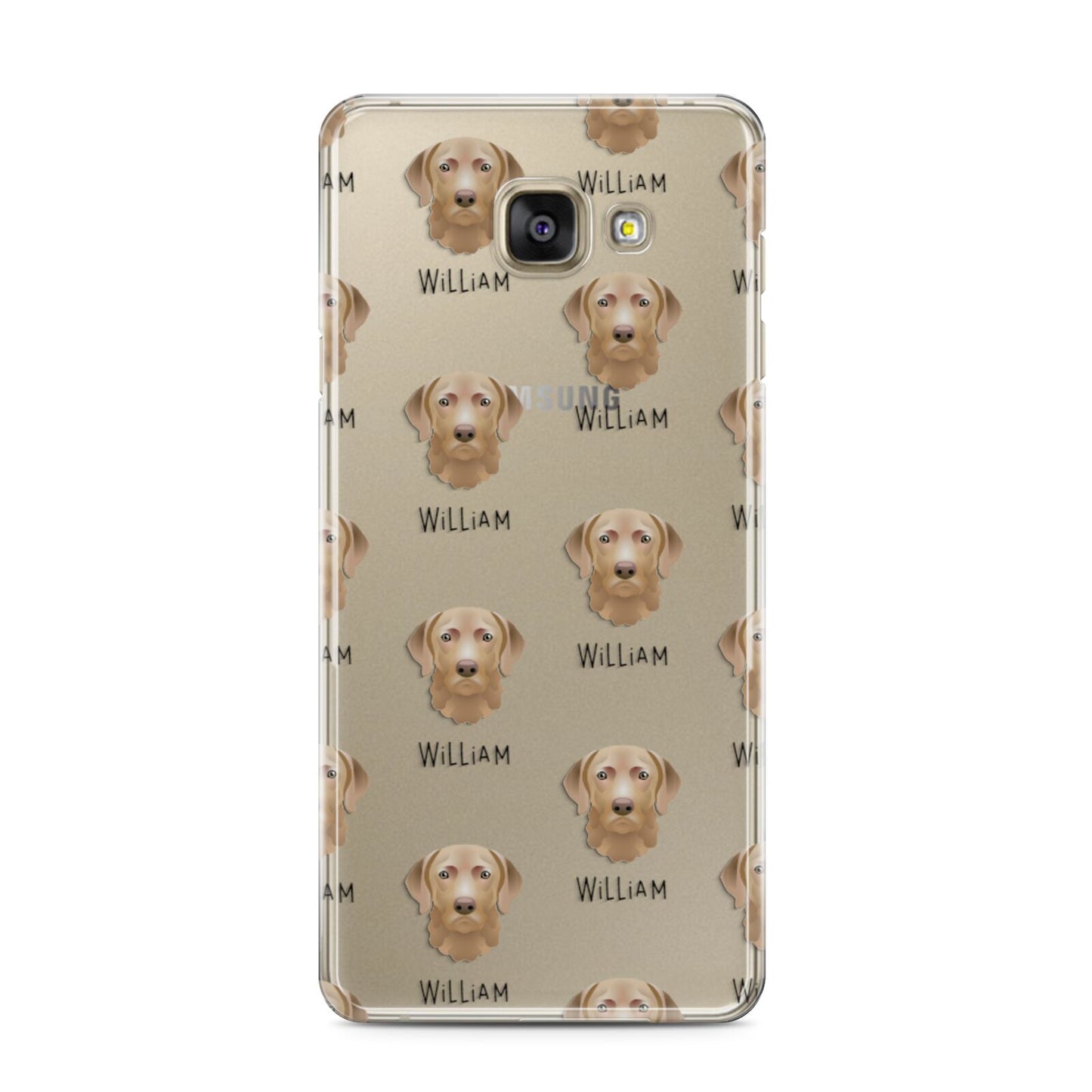 Chesapeake Bay Retriever Icon with Name Samsung Galaxy A3 2016 Case on gold phone