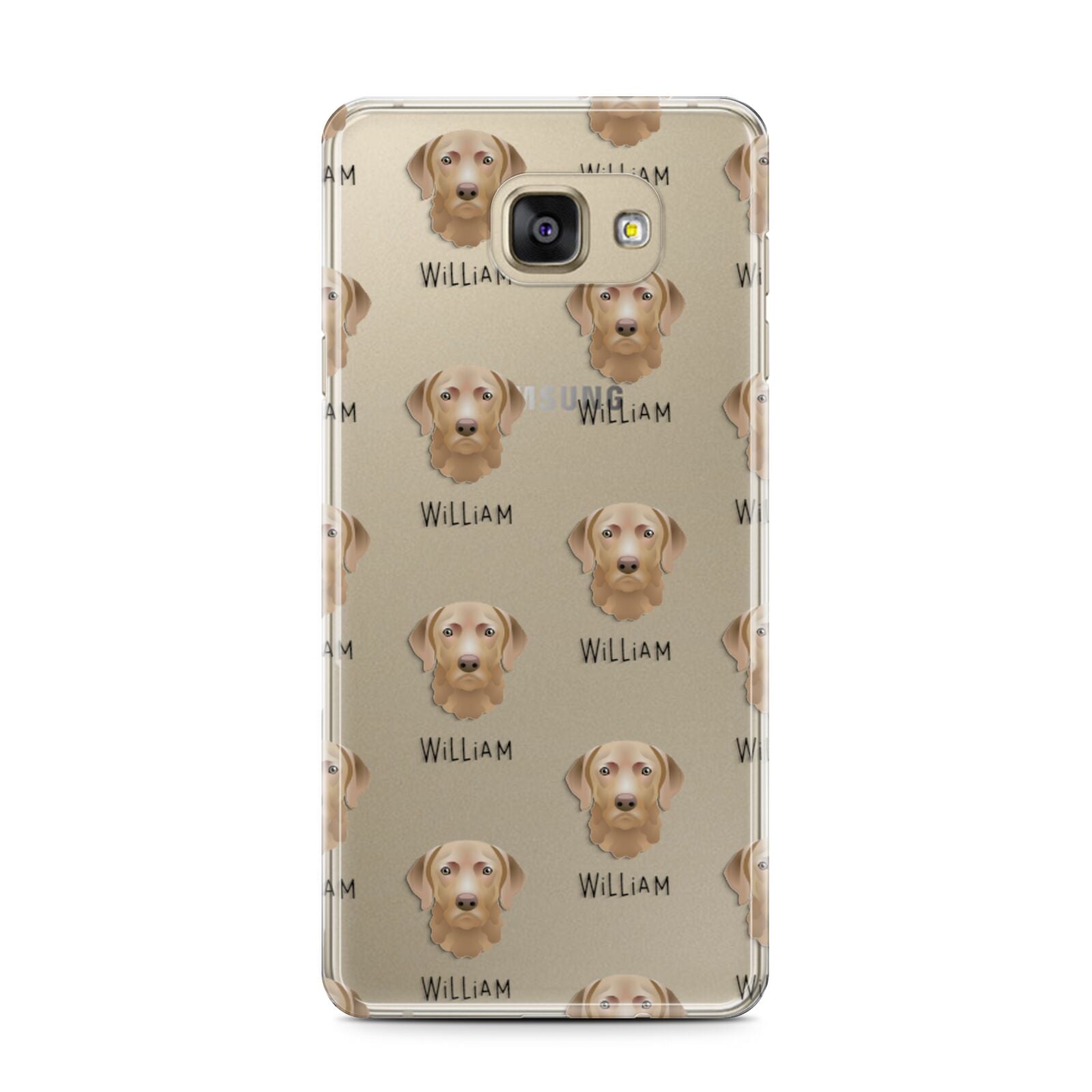 Chesapeake Bay Retriever Icon with Name Samsung Galaxy A7 2016 Case on gold phone
