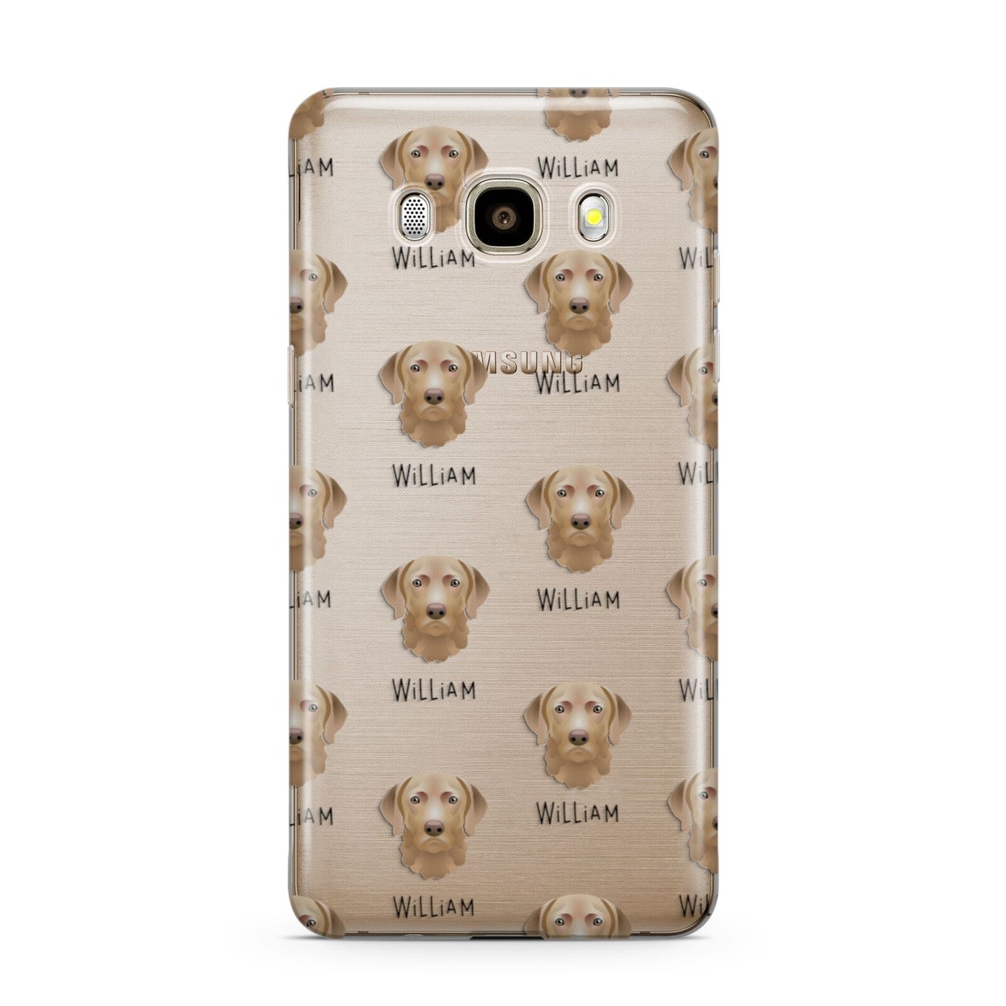 Chesapeake Bay Retriever Icon with Name Samsung Galaxy J7 2016 Case on gold phone