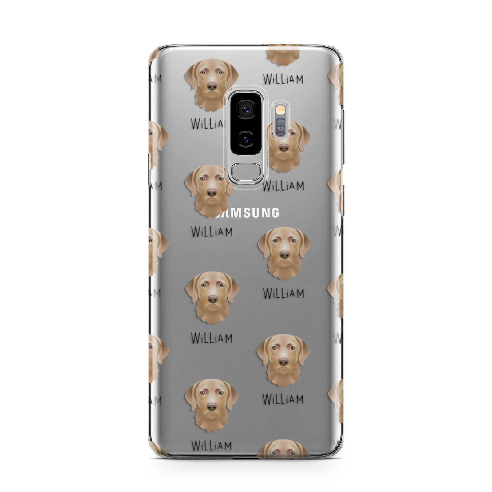 Chesapeake Bay Retriever Icon with Name Samsung Galaxy S9 Plus Case on Silver phone