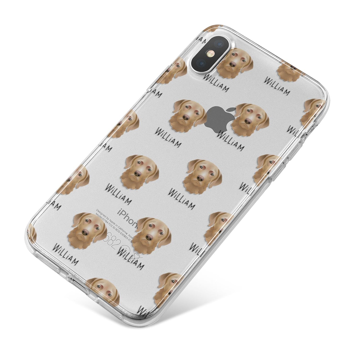 Chesapeake Bay Retriever Icon with Name iPhone X Bumper Case on Silver iPhone
