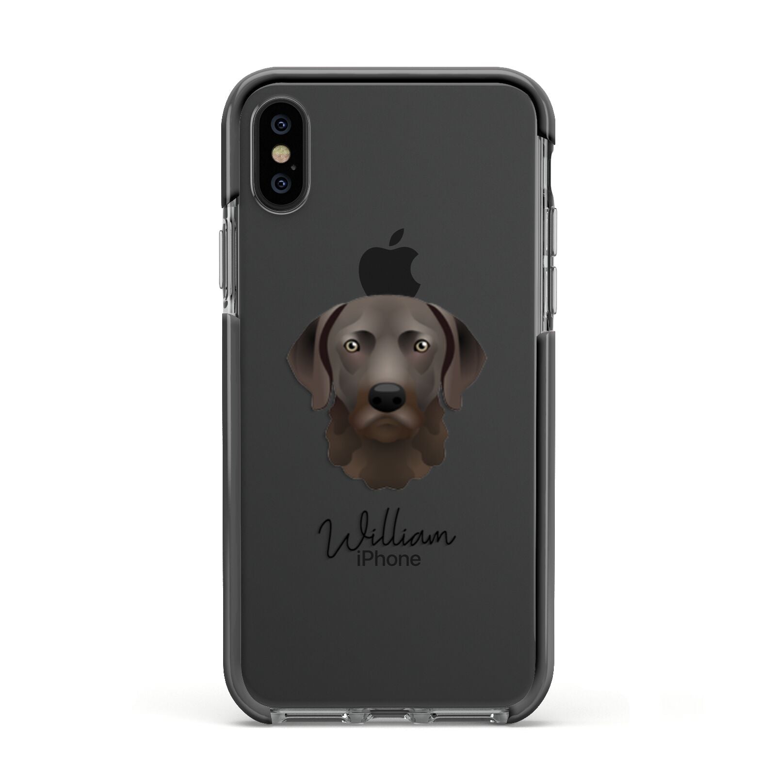 Chesapeake Bay Retriever Personalised Apple iPhone Xs Impact Case Black Edge on Black Phone