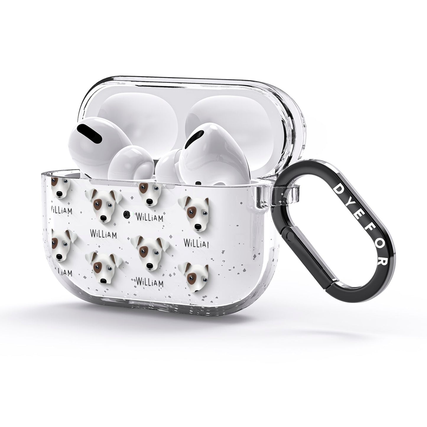 Chi Staffy Bull Icon with Name AirPods Glitter Case 3rd Gen Side Image
