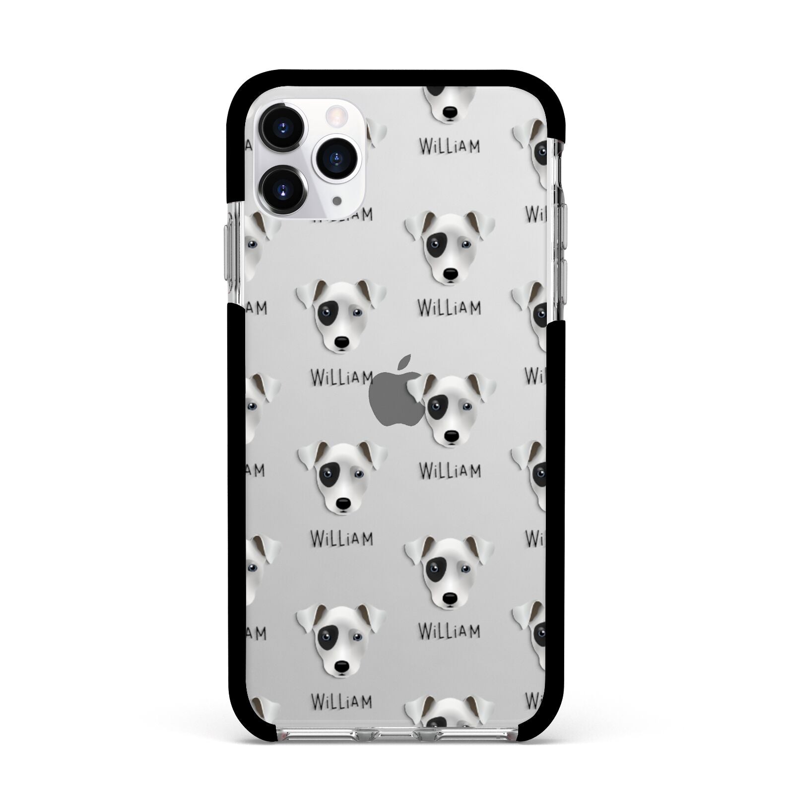 Chi Staffy Bull Icon with Name Apple iPhone 11 Pro Max in Silver with Black Impact Case