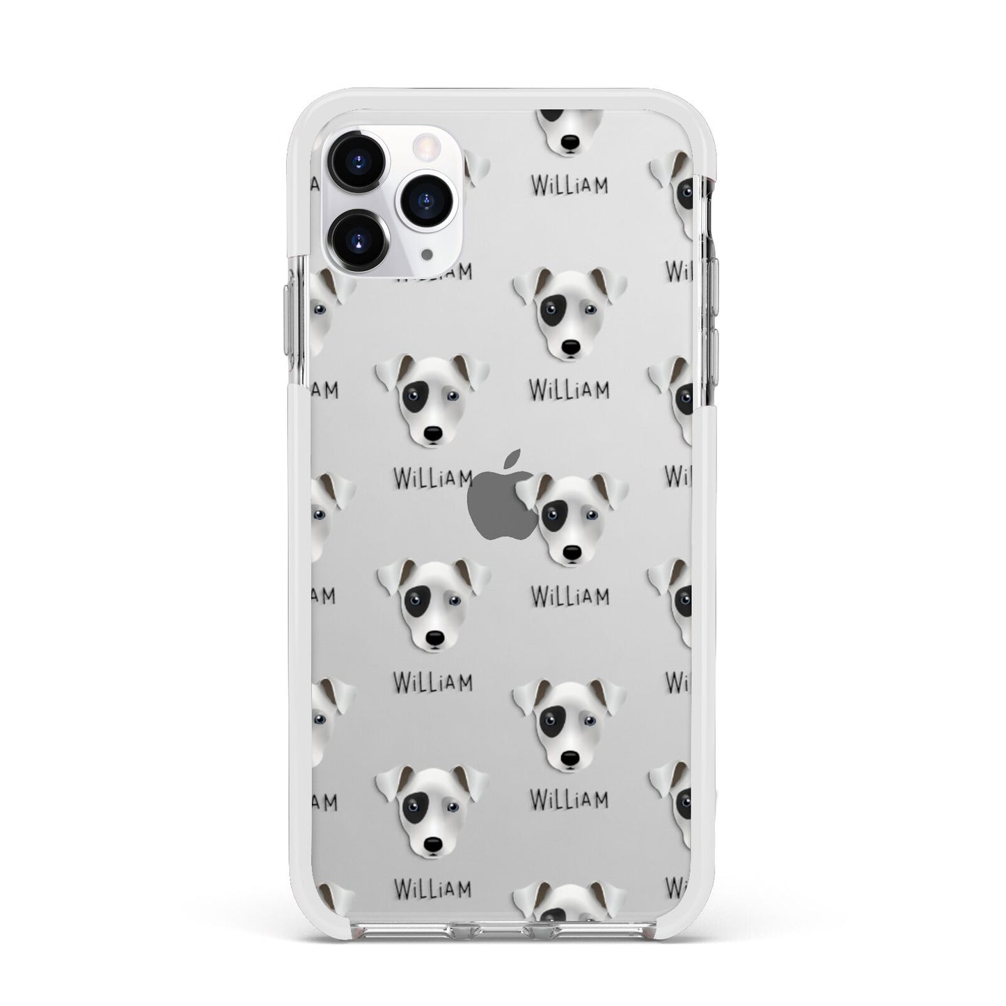 Chi Staffy Bull Icon with Name Apple iPhone 11 Pro Max in Silver with White Impact Case