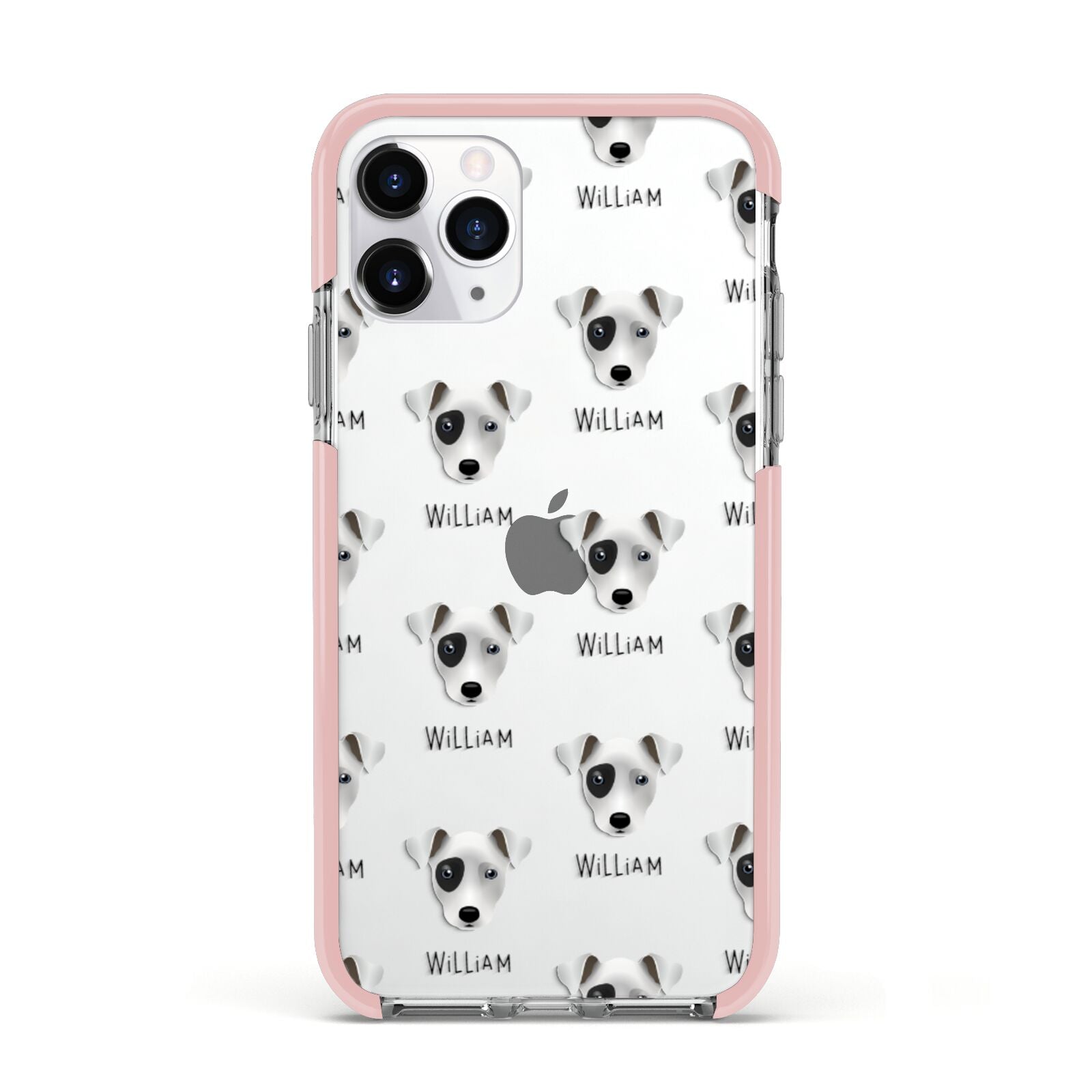 Chi Staffy Bull Icon with Name Apple iPhone 11 Pro in Silver with Pink Impact Case