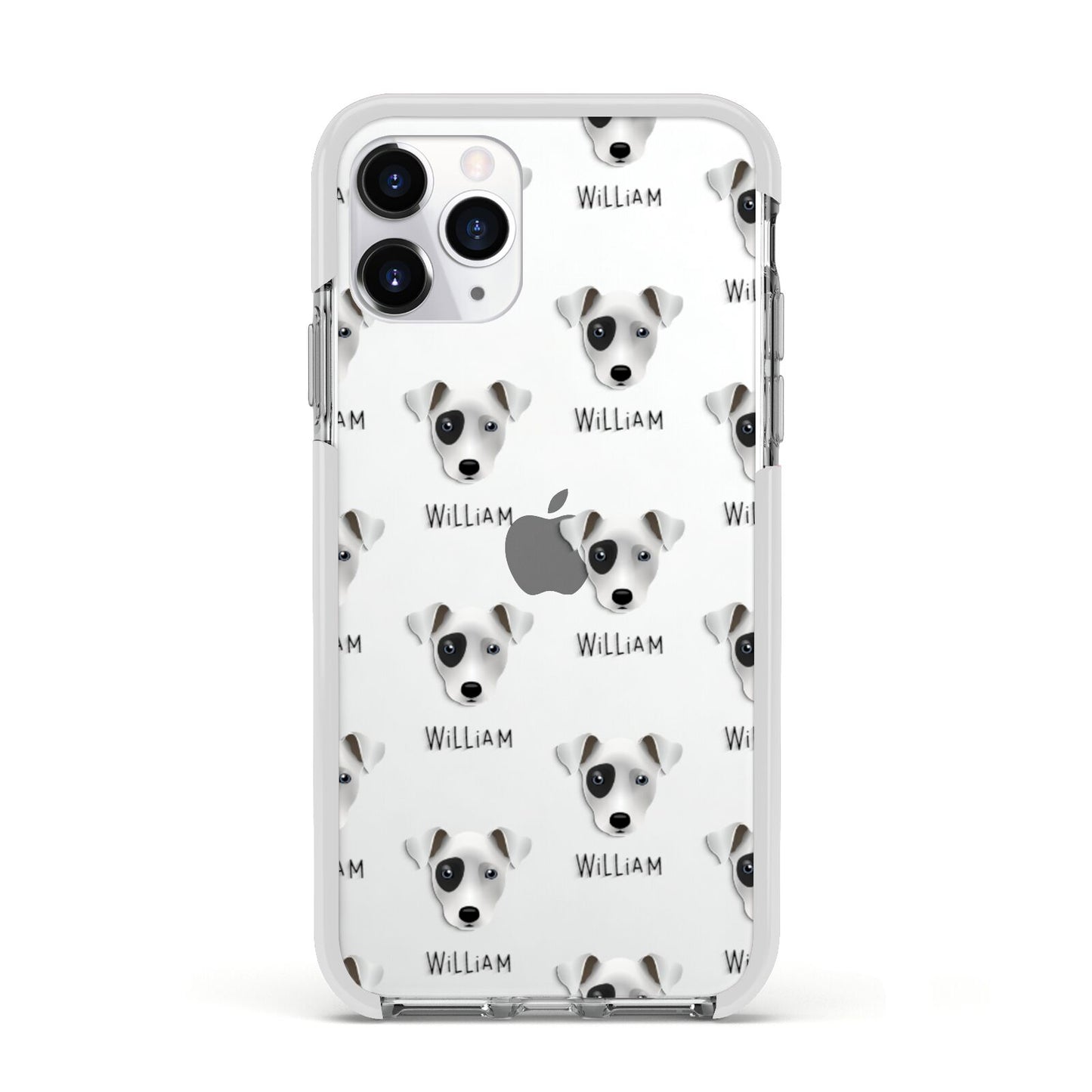 Chi Staffy Bull Icon with Name Apple iPhone 11 Pro in Silver with White Impact Case