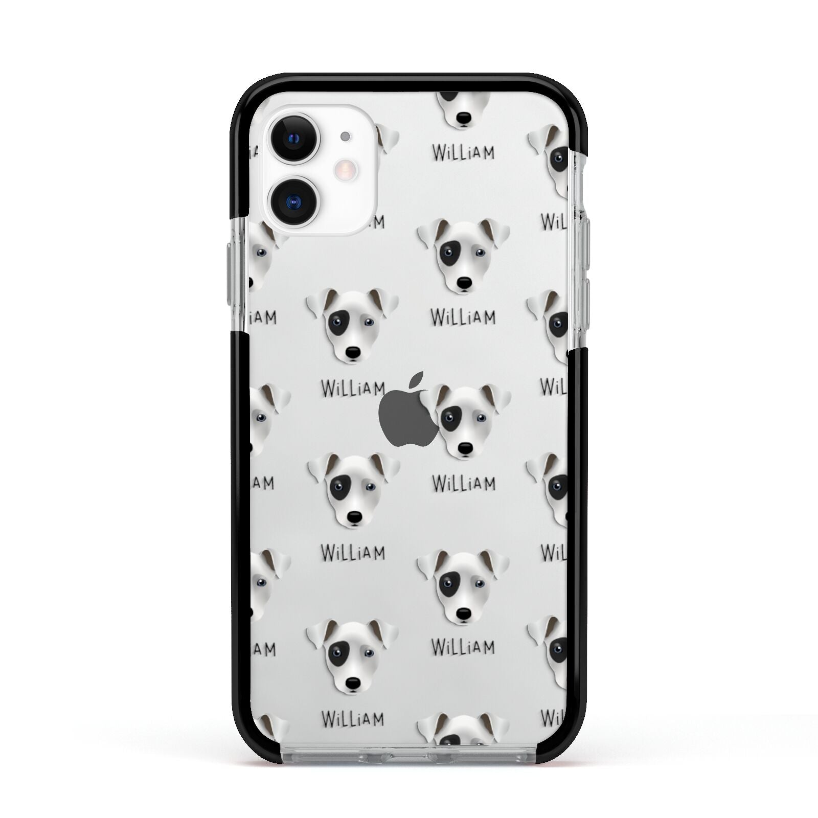 Chi Staffy Bull Icon with Name Apple iPhone 11 in White with Black Impact Case