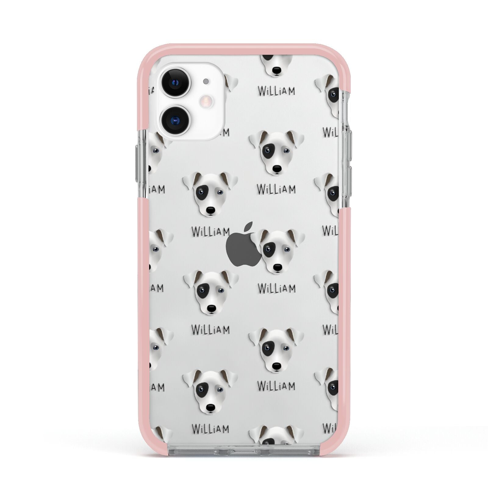 Chi Staffy Bull Icon with Name Apple iPhone 11 in White with Pink Impact Case