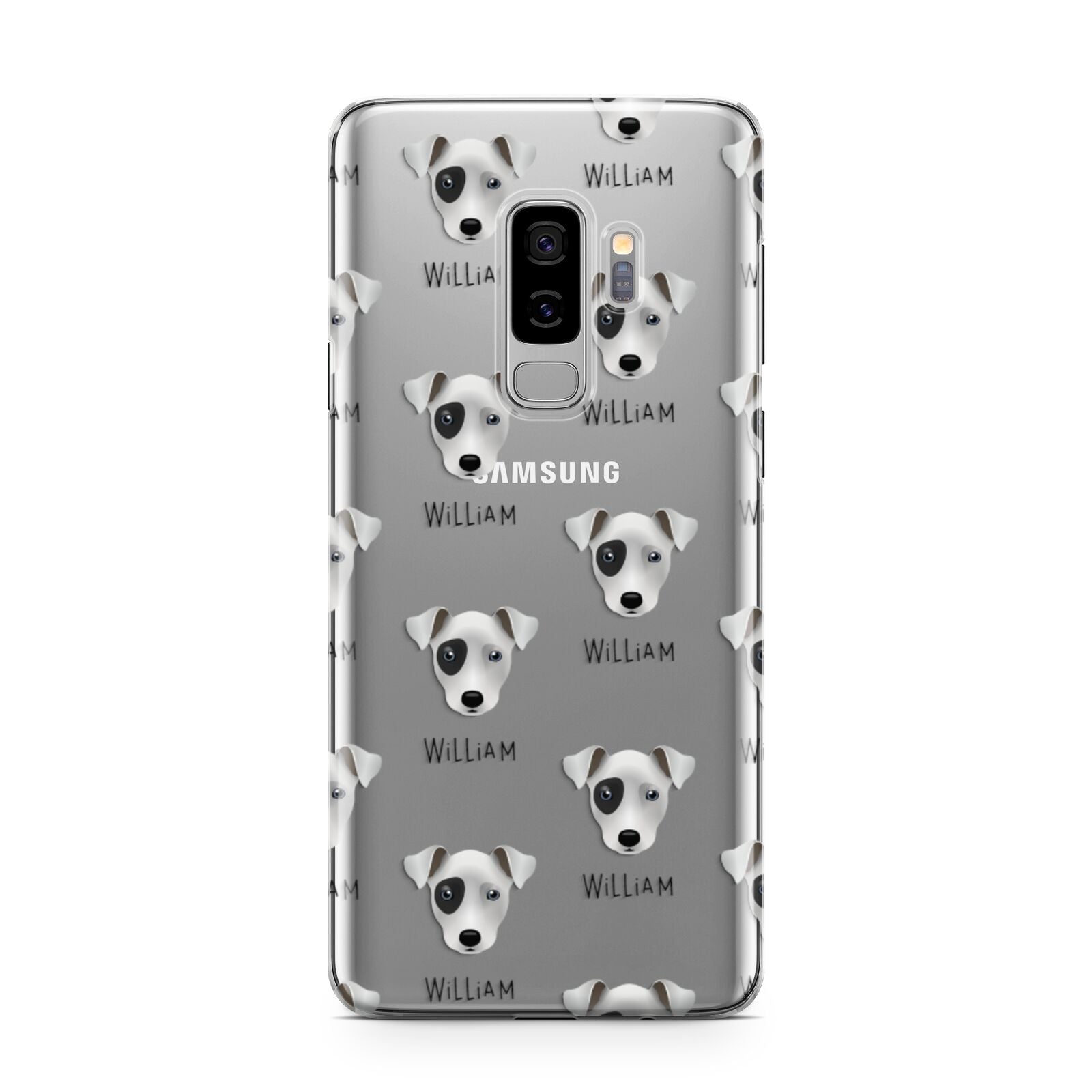 Chi Staffy Bull Icon with Name Samsung Galaxy S9 Plus Case on Silver phone