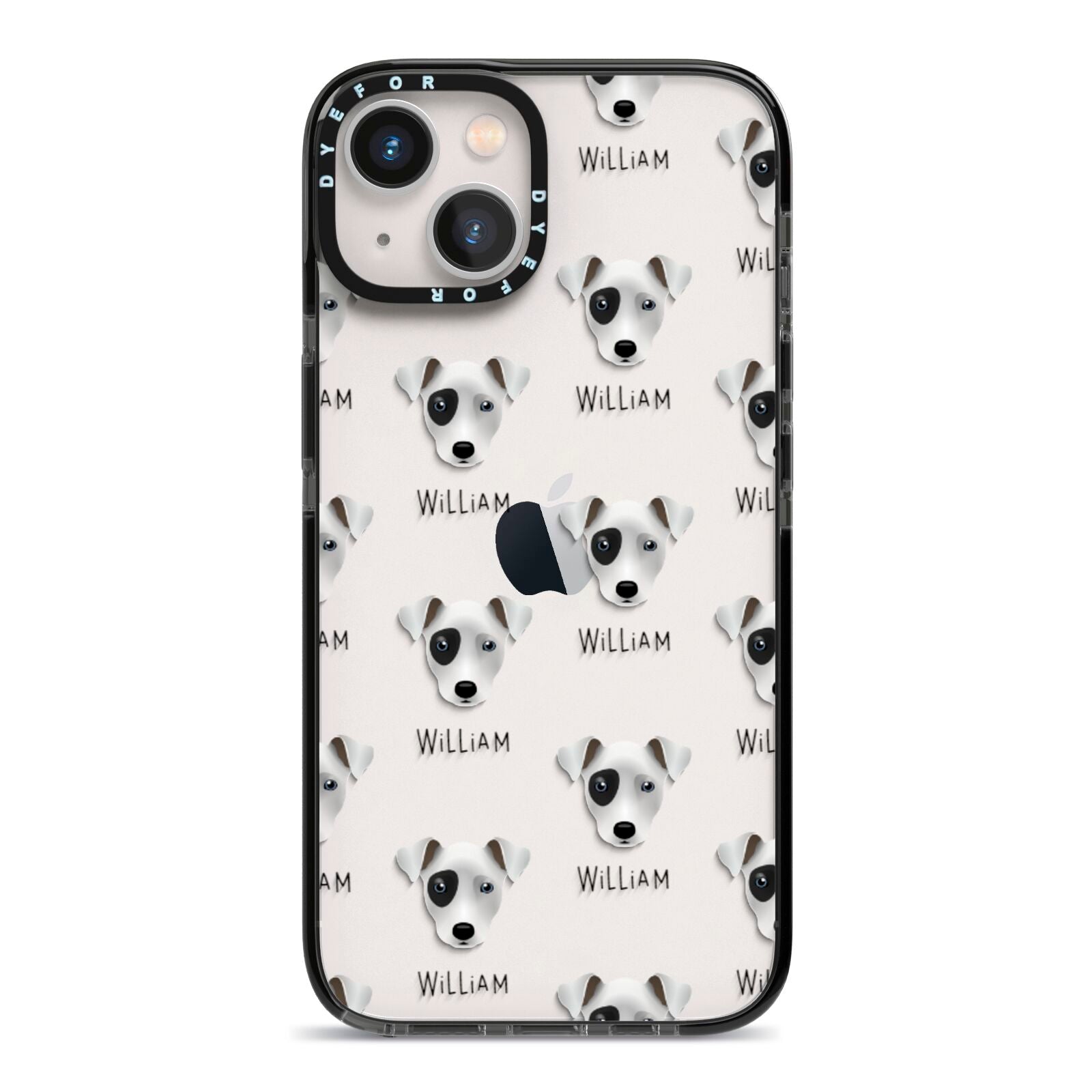 Chi Staffy Bull Icon with Name iPhone 13 Black Impact Case on Silver phone