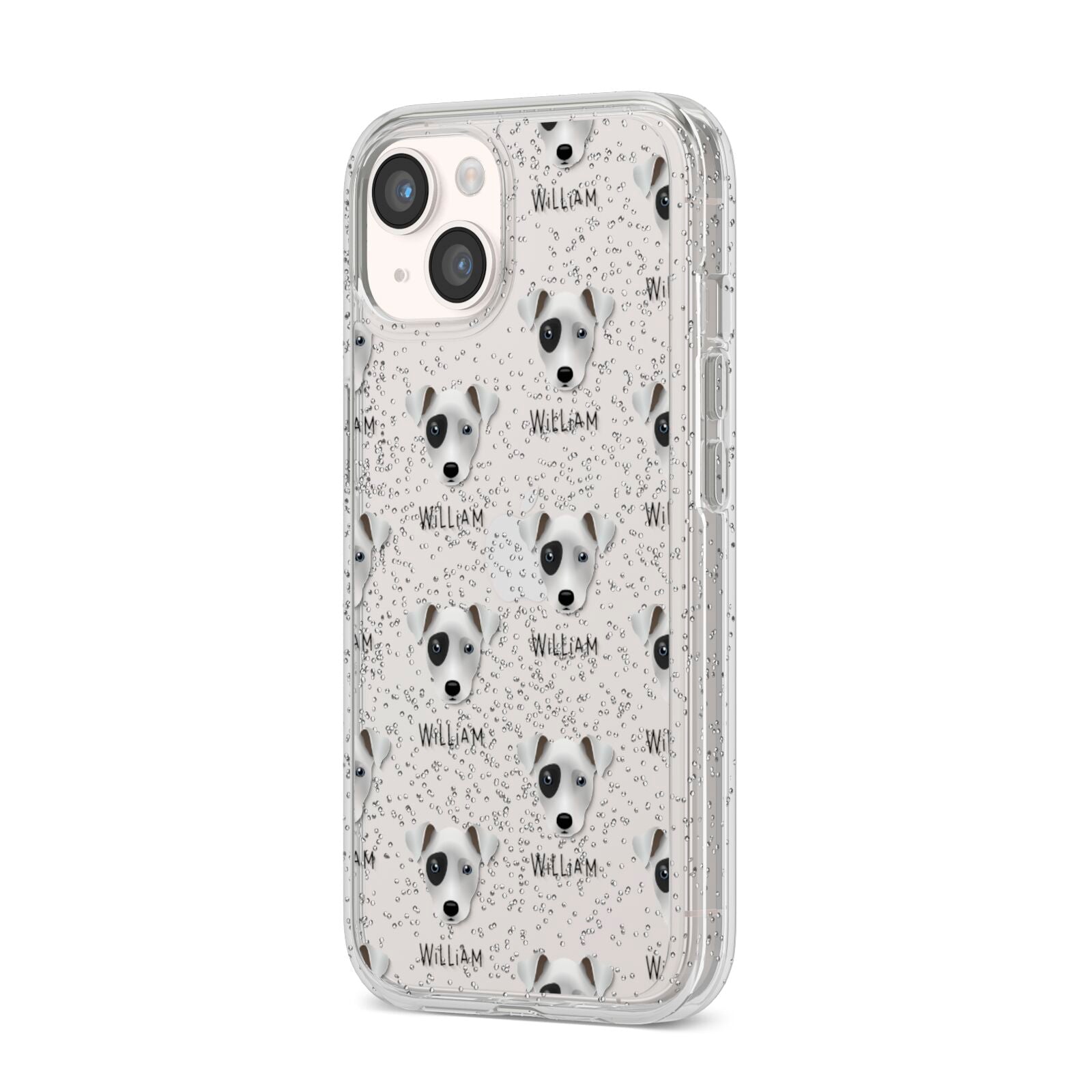 Chi Staffy Bull Icon with Name iPhone 14 Glitter Tough Case Starlight Angled Image