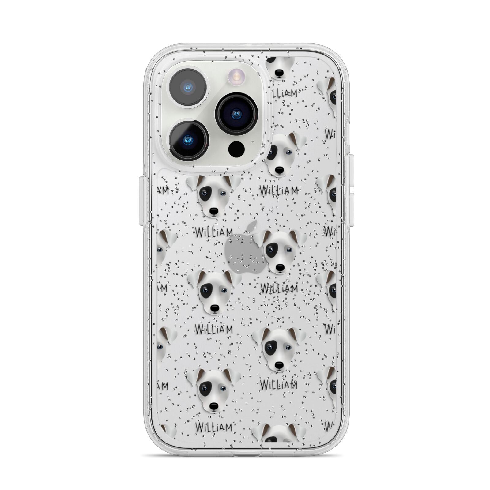 Chi Staffy Bull Icon with Name iPhone 14 Pro Glitter Tough Case Silver