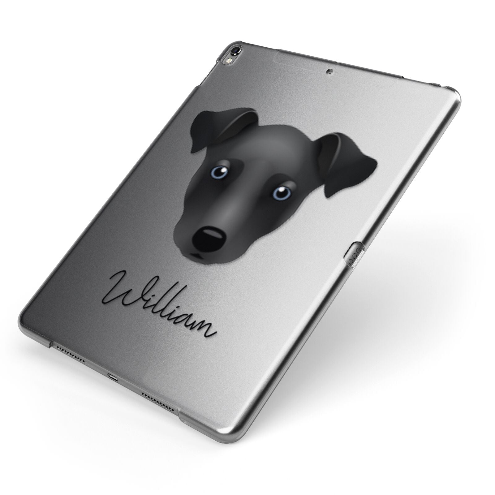 Chi Staffy Bull Personalised Apple iPad Case on Grey iPad Side View