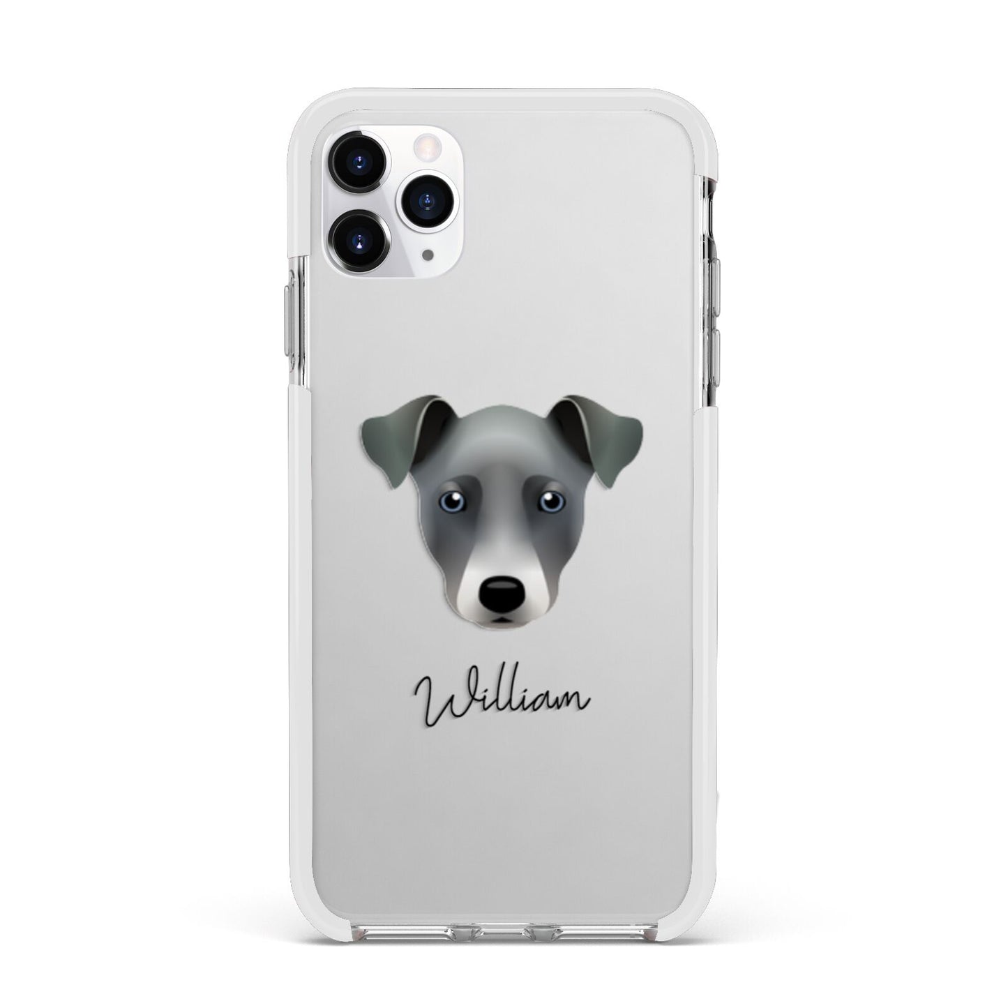 Chi Staffy Bull Personalised Apple iPhone 11 Pro Max in Silver with White Impact Case