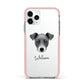 Chi Staffy Bull Personalised Apple iPhone 11 Pro in Silver with Pink Impact Case