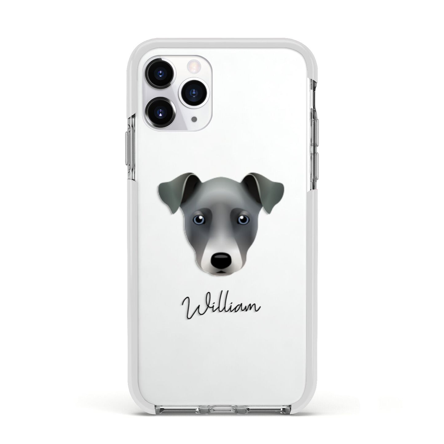 Chi Staffy Bull Personalised Apple iPhone 11 Pro in Silver with White Impact Case