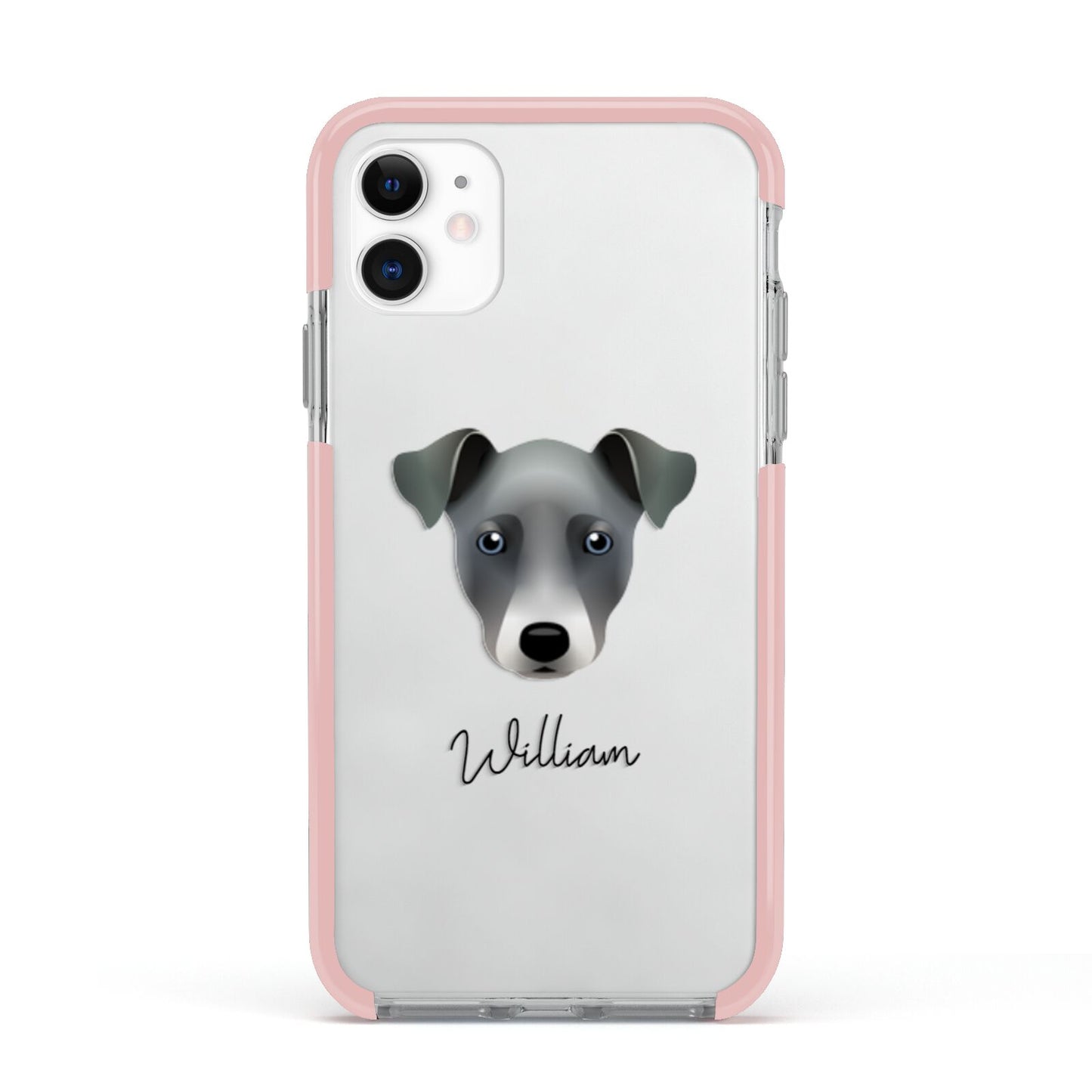 Chi Staffy Bull Personalised Apple iPhone 11 in White with Pink Impact Case