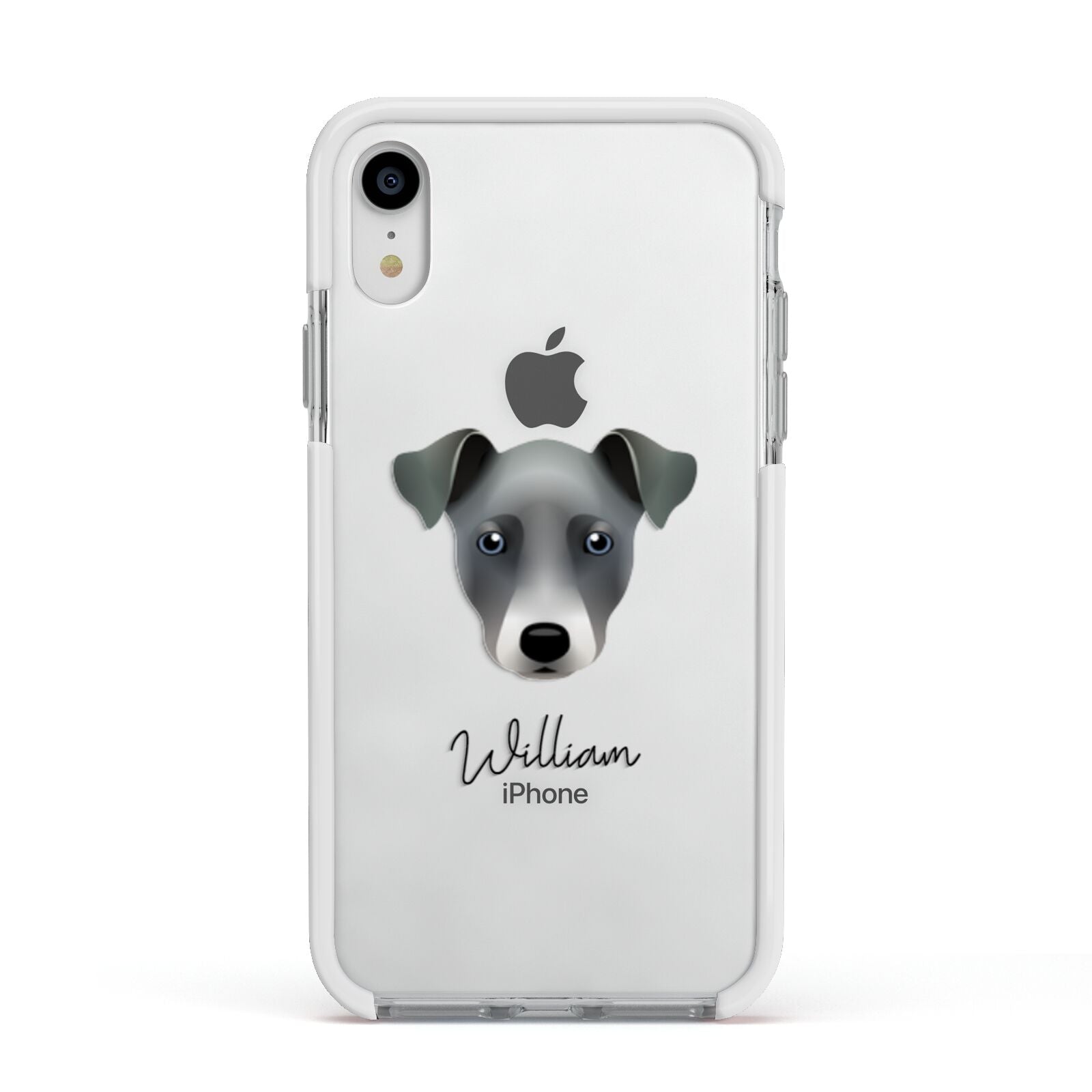 Chi Staffy Bull Personalised Apple iPhone XR Impact Case White Edge on Silver Phone