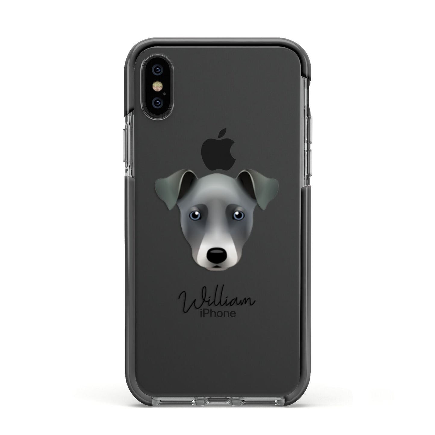 Chi Staffy Bull Personalised Apple iPhone Xs Impact Case Black Edge on Black Phone