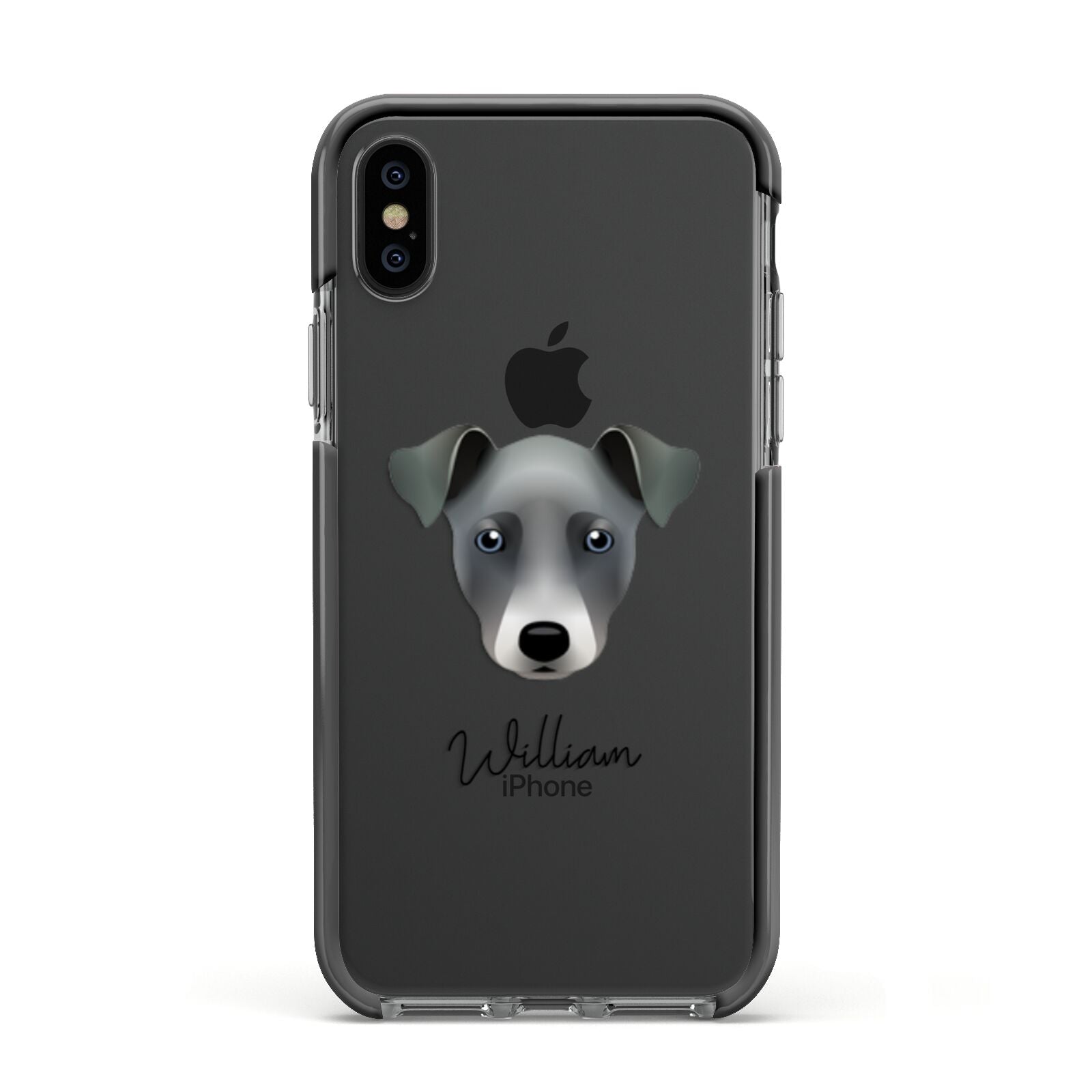 Chi Staffy Bull Personalised Apple iPhone Xs Impact Case Black Edge on Black Phone